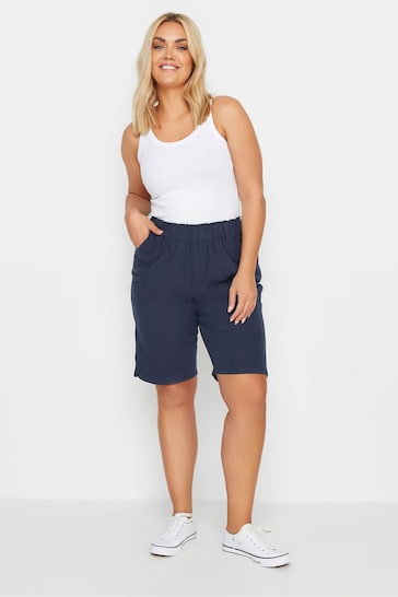 Yours Curve Navy Blue Cool Cotton Shorts