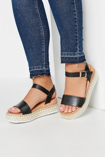 Yours Curve Black Extra-Wide Fit Two Part Espadrilles