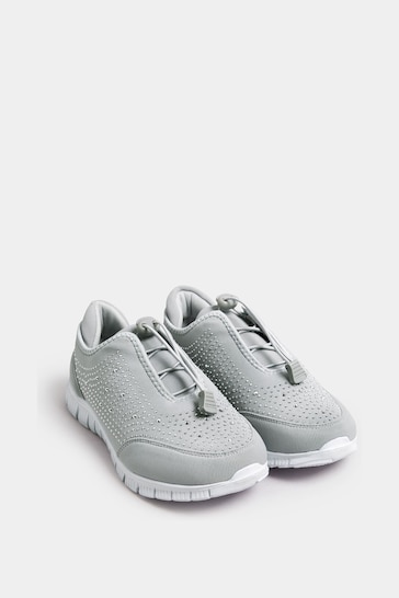 Yours Curve Grey Extra-Wide Fit Titania Gem Trainers