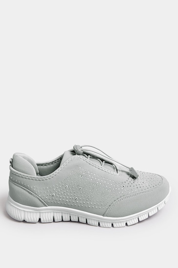 Yours Curve Grey Wide Fit Titania Gem Trainers