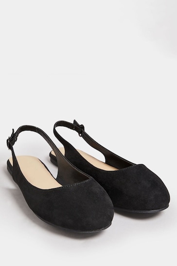 Yours Curve Black Faux Suede Slingback Pumps In Extra Wide EEE Fit