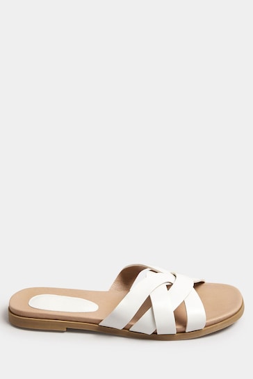Yours Curve White Extra-Wide Fit Woven Flat Sandals