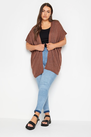 Yours Curve Brown Short Sleeve Cardigan