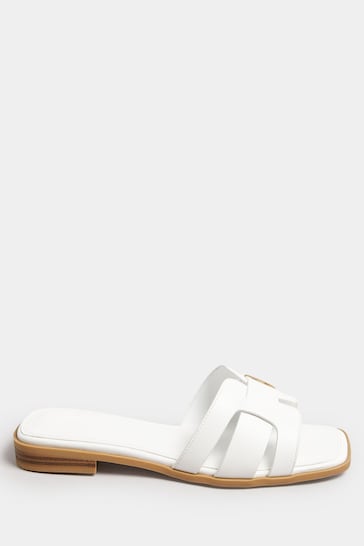 Yours Curve White Cut Out Mule Sandals In Extra Wide EEE Fit