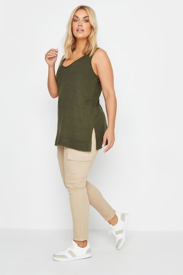 Yours Curve Green Knitted Vest Top