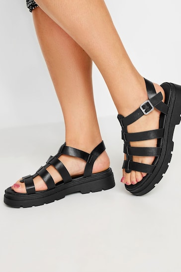 Yours Curve Black Wide Fit Chunky Gladiator Sandals