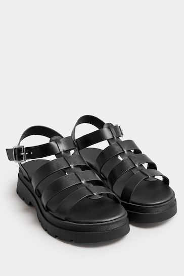 Yours Curve Black Wide Fit Chunky Gladiator Sandals