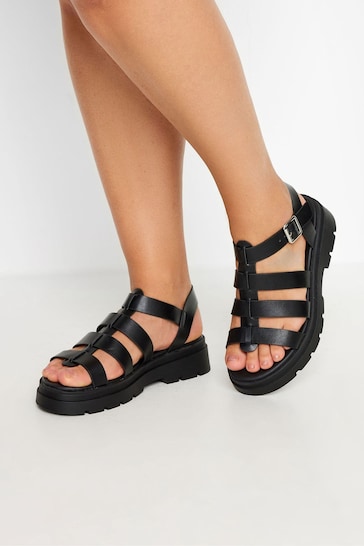 Yours Curve Black Chunky Gladiator Sandals In Wide E Fit & Extra Wide EEE Fit