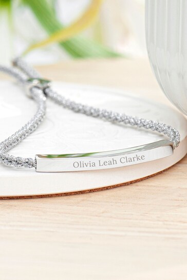 Personalised Identity Rope Bracelet  Silver by Treat Republic