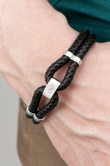 Personalised Mens Infinity Dual Leather Bracelet  by Treat Republic
