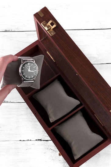 Personalised 3 Piece Wooden Watch Box by Treat Republic
