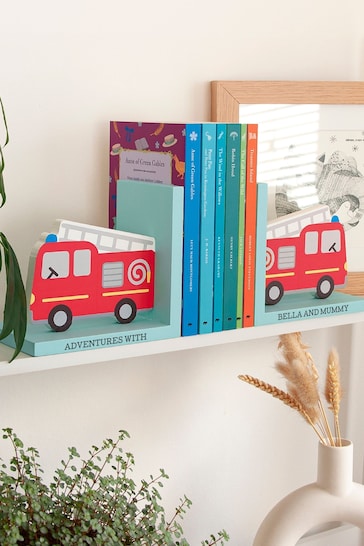 Personalised Kids Fire Engine Bookends by Treat Republic