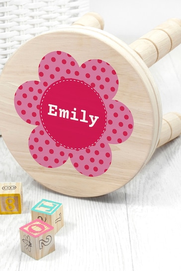 Personalised Pink Floral Kids Wooden Stool by Treat Republic