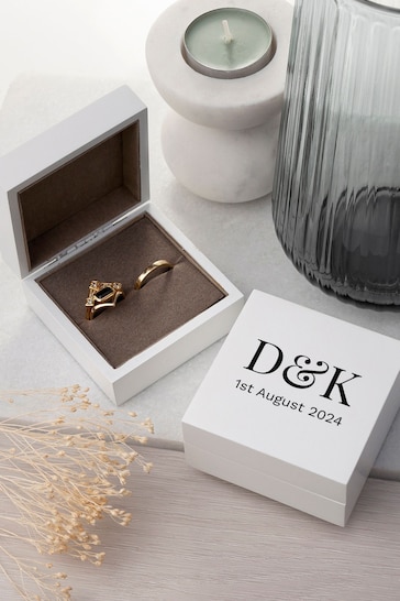 Personalised Contemporary Wedding Double Ring Box by Treat Republic
