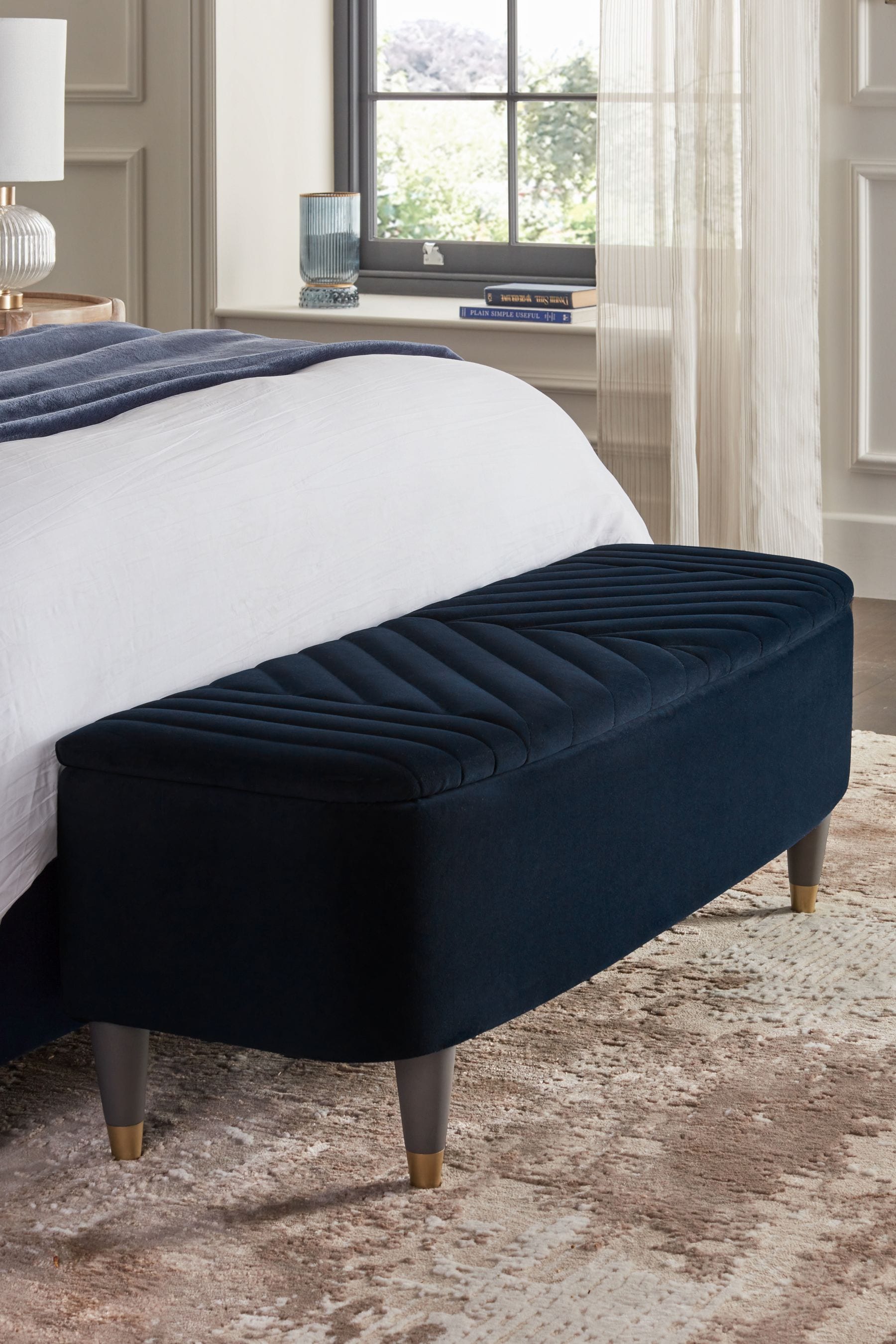 Blue suede ottoman hotsell