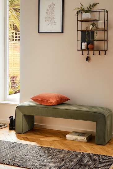 Soft Velvet Sage Green Blaire Upholstered Ottoman Bench