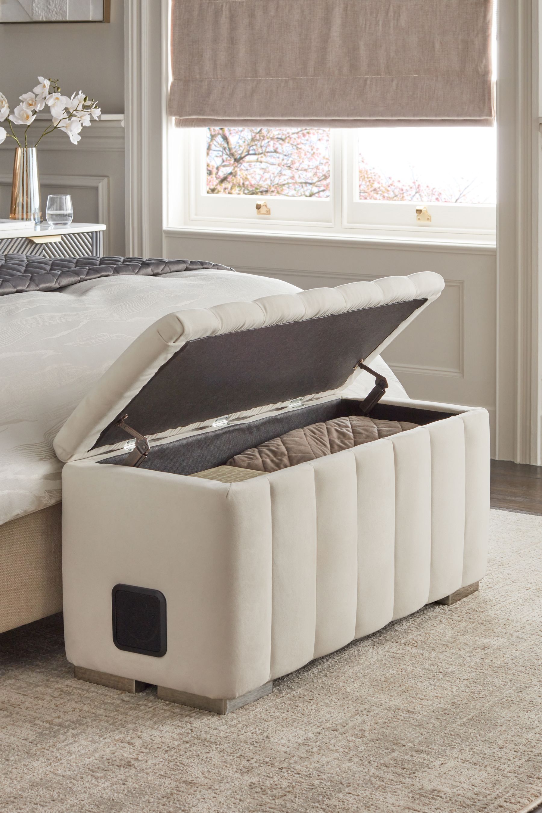 Velvet shop upholstered ottoman