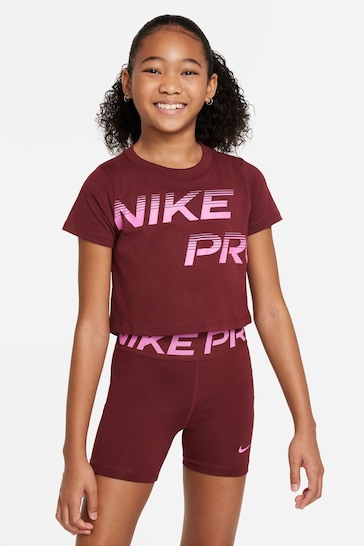 Nike Burgundy Pro Cropped T-Shirt
