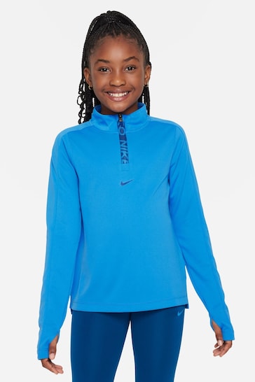 Nike Blue Pro Dri-Fit Half Zip Top