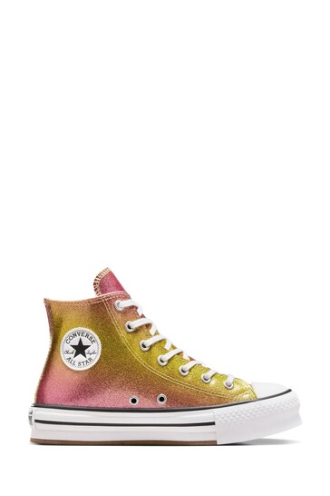 Converse Pink Chuck Taylor EVA Lift Glitter Youth Trainers