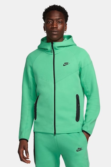 Nike Light Green Tech Fleece Full Zip Hoodie