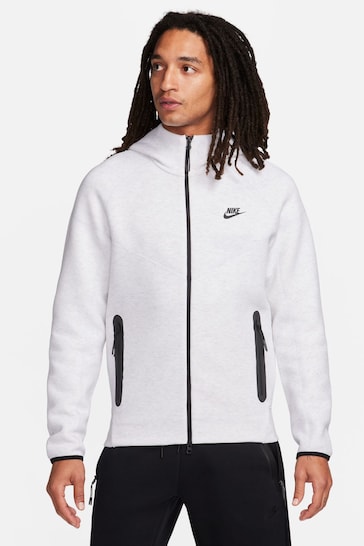 Nike Light Grey Tech Fleece Full Zip Hoodie