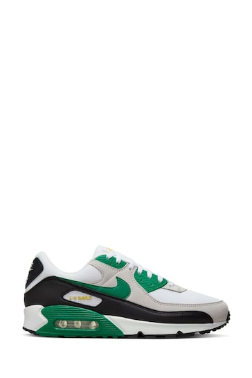 Nike White/Green Air Max 90 Trainers