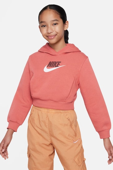 Nike Dark Pink Club Fleece Cropped Hoodie