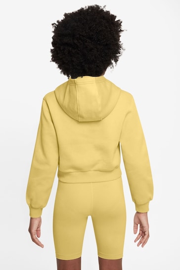 Nike Yellow Club Fleece Cropped Hoodie