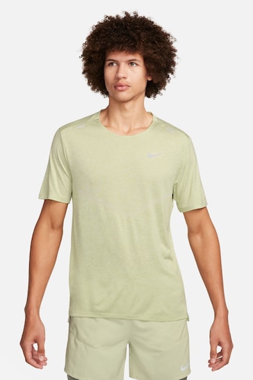 Nike Olive Green Rise 365 Dri-FIT Short Sleeve Running Top