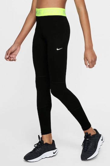 Nike Black/Lime Dri-FIT High Waisted Pro Leggings