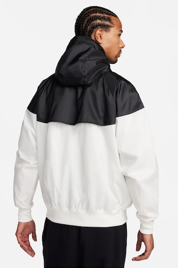 Nike White/Black Sportswear Windrunner Hooded Jacket
