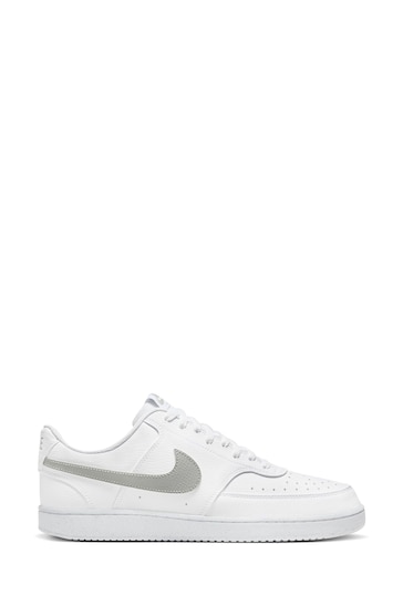 Nike Grey/White Court Vision Low Trainers