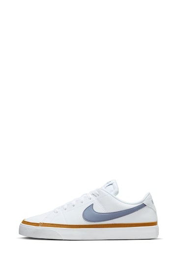 Nike White/Blue Court Legacy Trainers