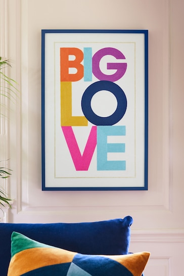 Multicolour Big Love Embroidered Framed Wall Art