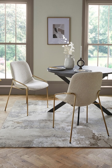 Casual Boucle Light Natural Elia Dining Chairs Set of 2