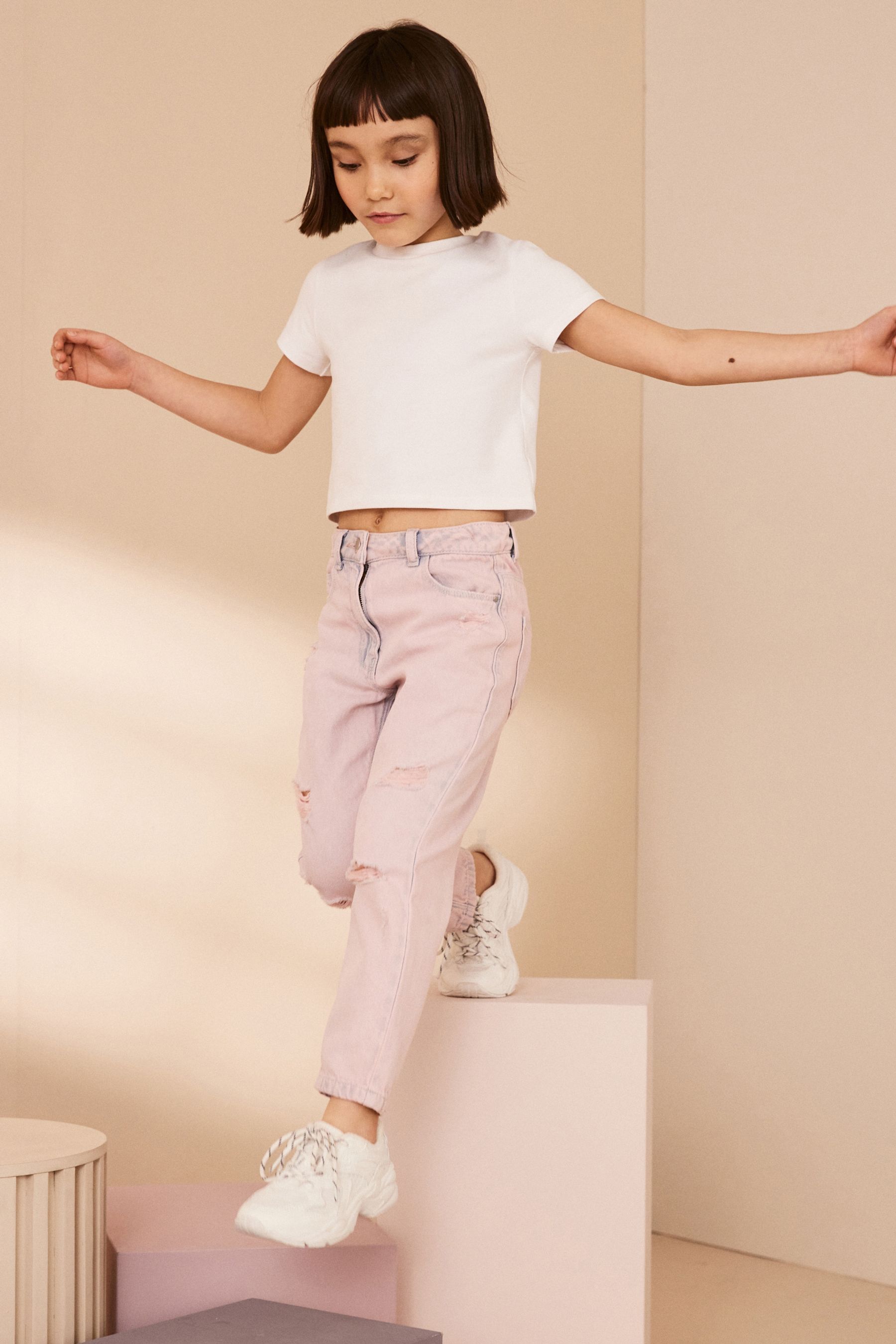 Light pink mom jeans sales