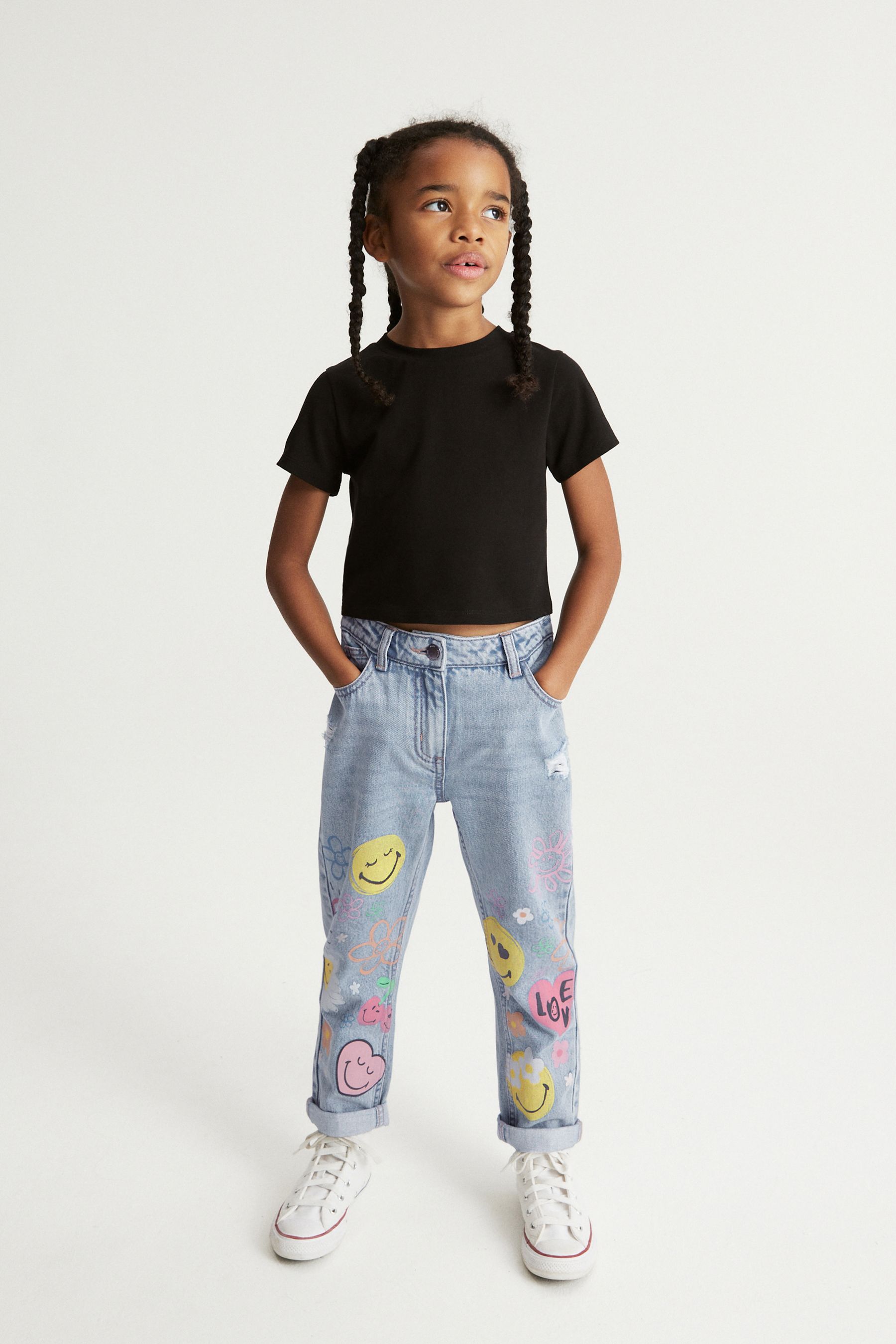Buy Mid Blue Denim SmileyWorld Mom Jeans 3 16yrs from the Next
