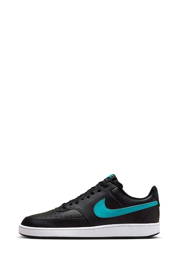 Nike Black/Green Court Vision Low Trainers