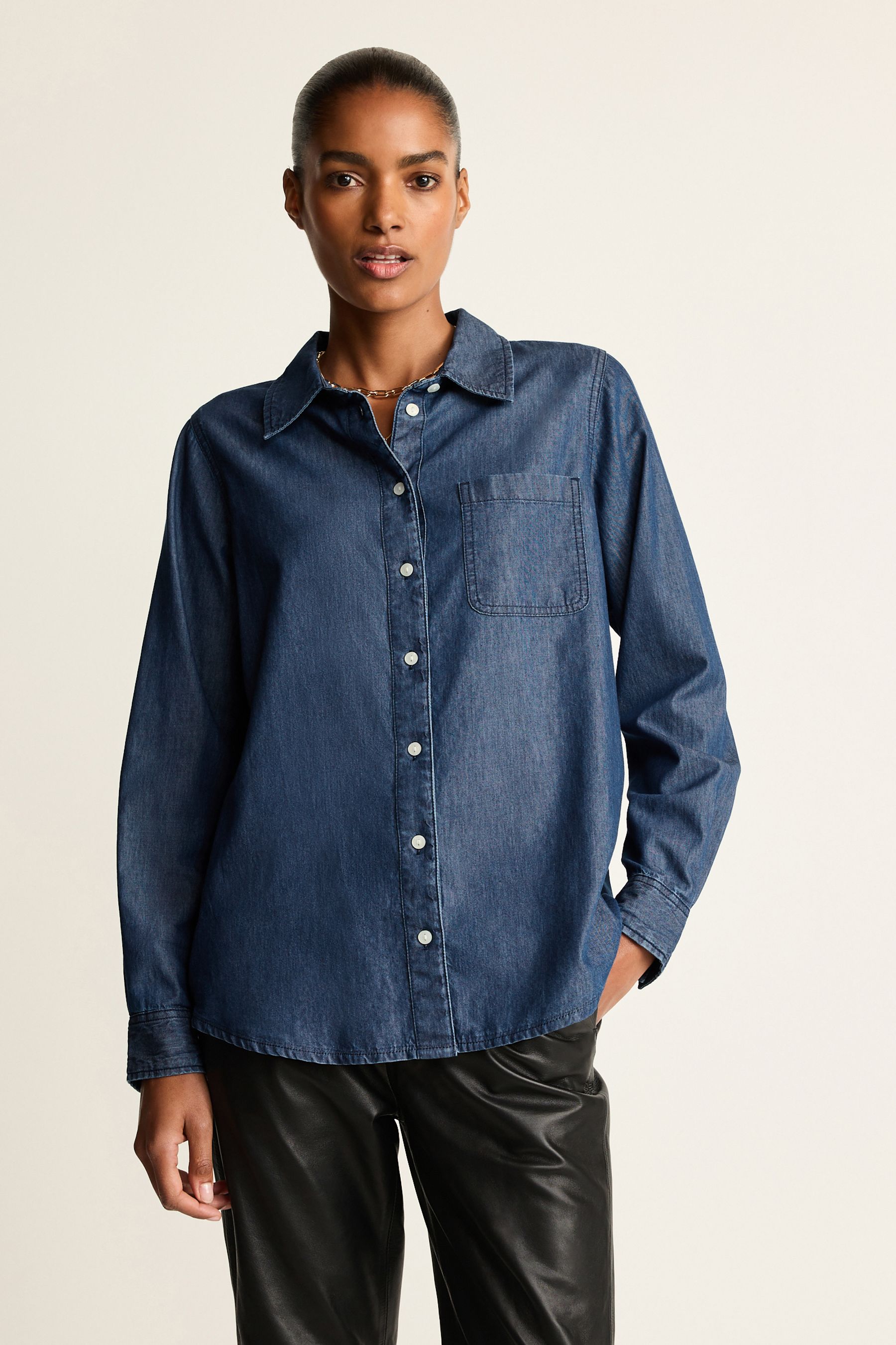 Buy Dark Blue Denim Shirt from the Next UK online shop