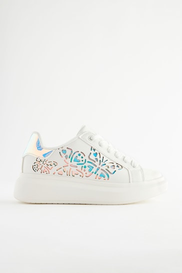 White Butterfly Chunky Sole Trainers