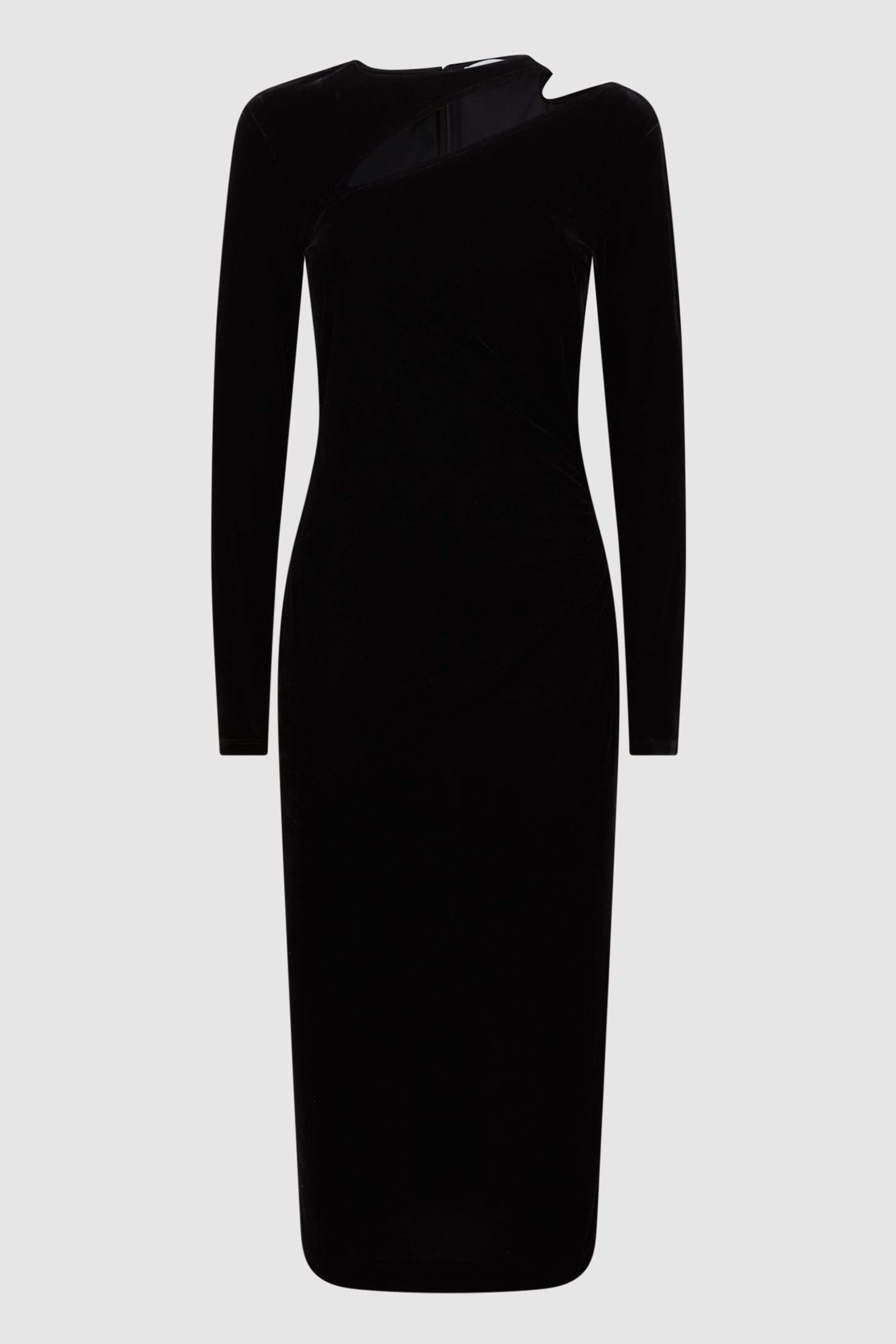 Buy Reiss Black Macey Petite Velvet Cut Out Midi Dress from the