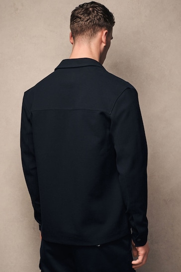 Black Premium Texture Jersey Shacket