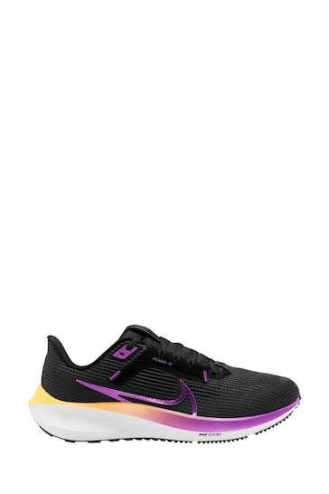 Nike Black/Pink Air Zoom Pegasus 40 Road Running Trainers