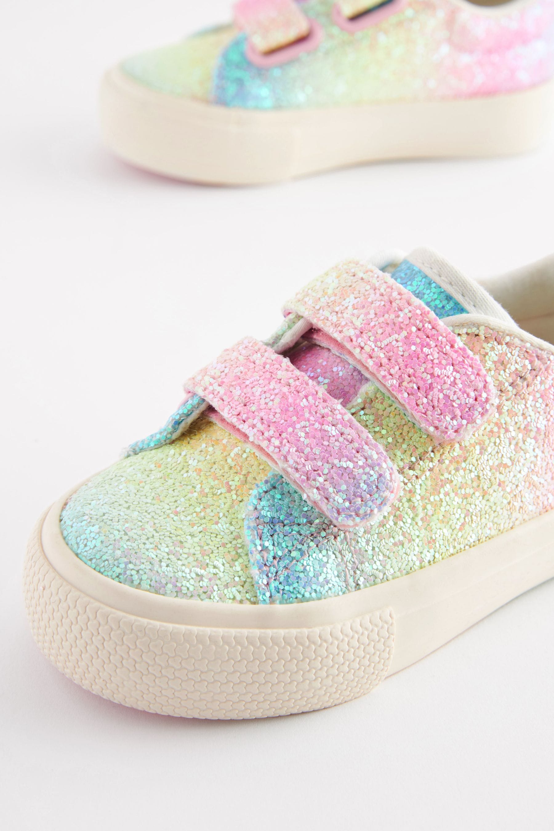 Buy Rainbow Pink Glitter Standard Fit F Chunky Trainers With Touch Fastening from the Next UK online shop