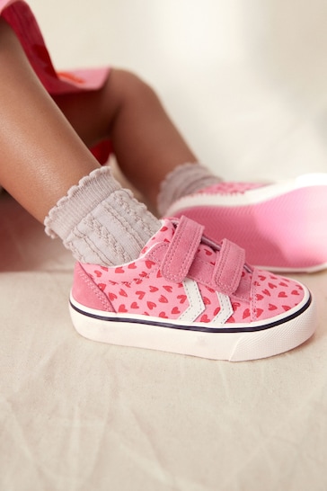 Pink Heart Printed Trainers