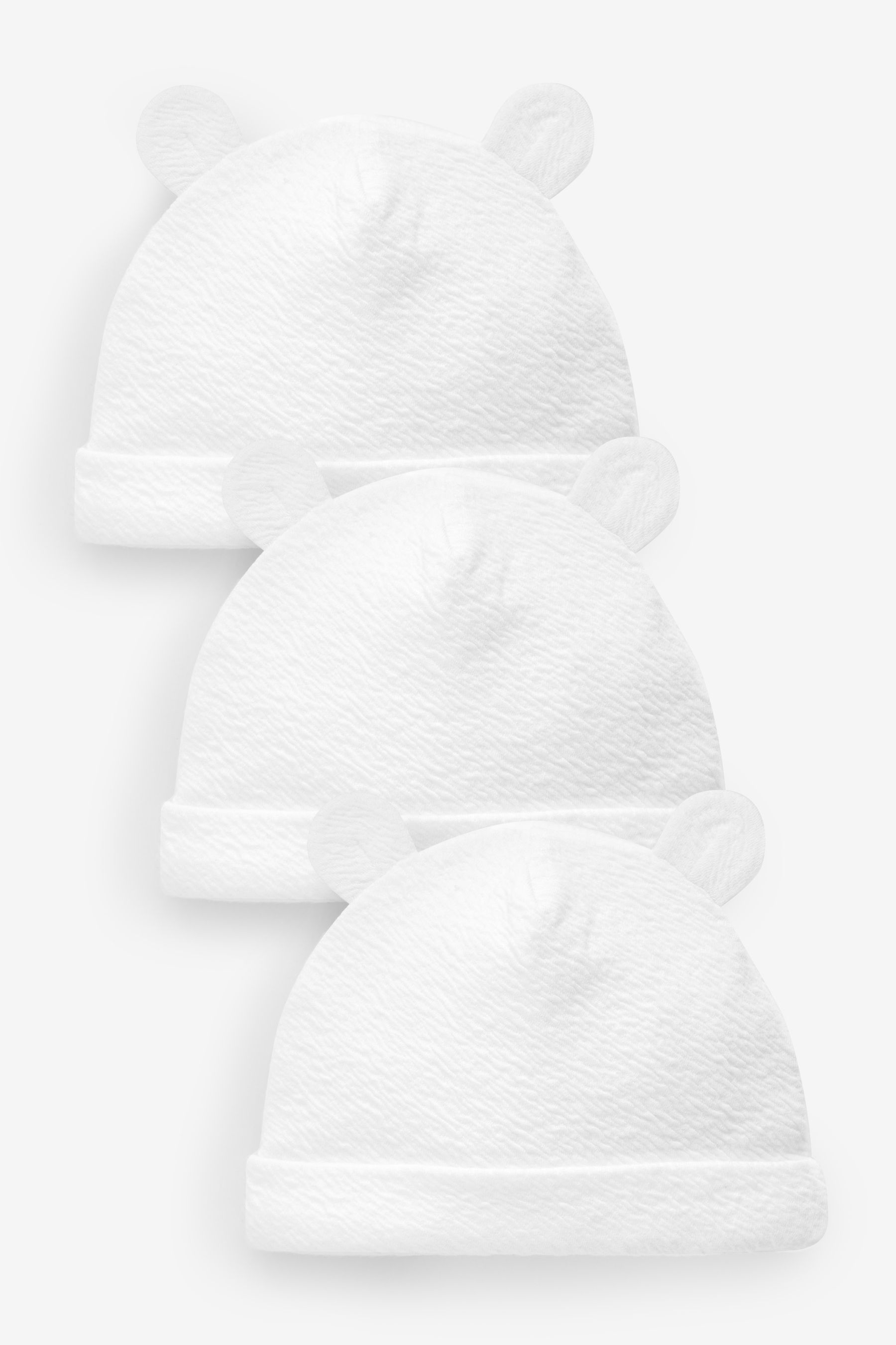 White Baby Beanie Jersey Hat 3 Pack 0 12mths