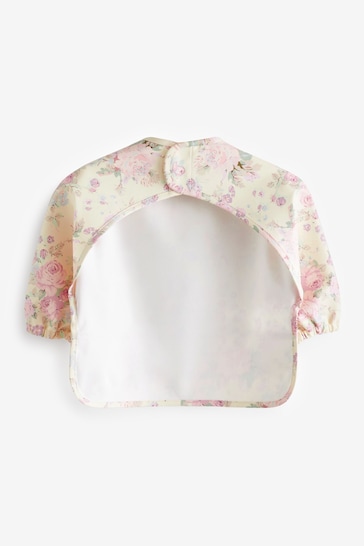 Pink Floral Baby Weaning And Feeding Sleeved Bibs (6mths-3yrs)