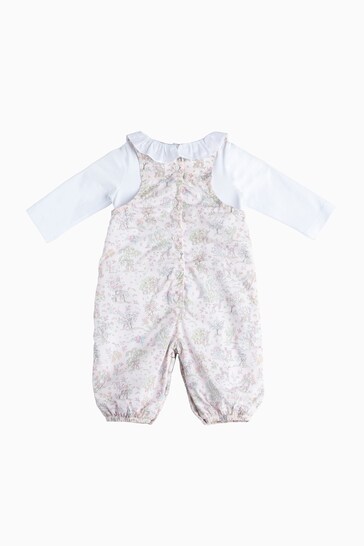 Trotters London Pink Little Liberty Print Etta Fawn Willow Dungaree