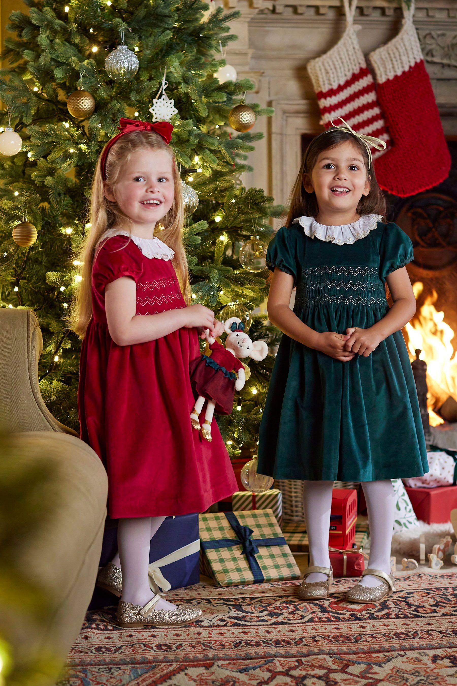 Trotters London Red Velvet Christmas Party Dress